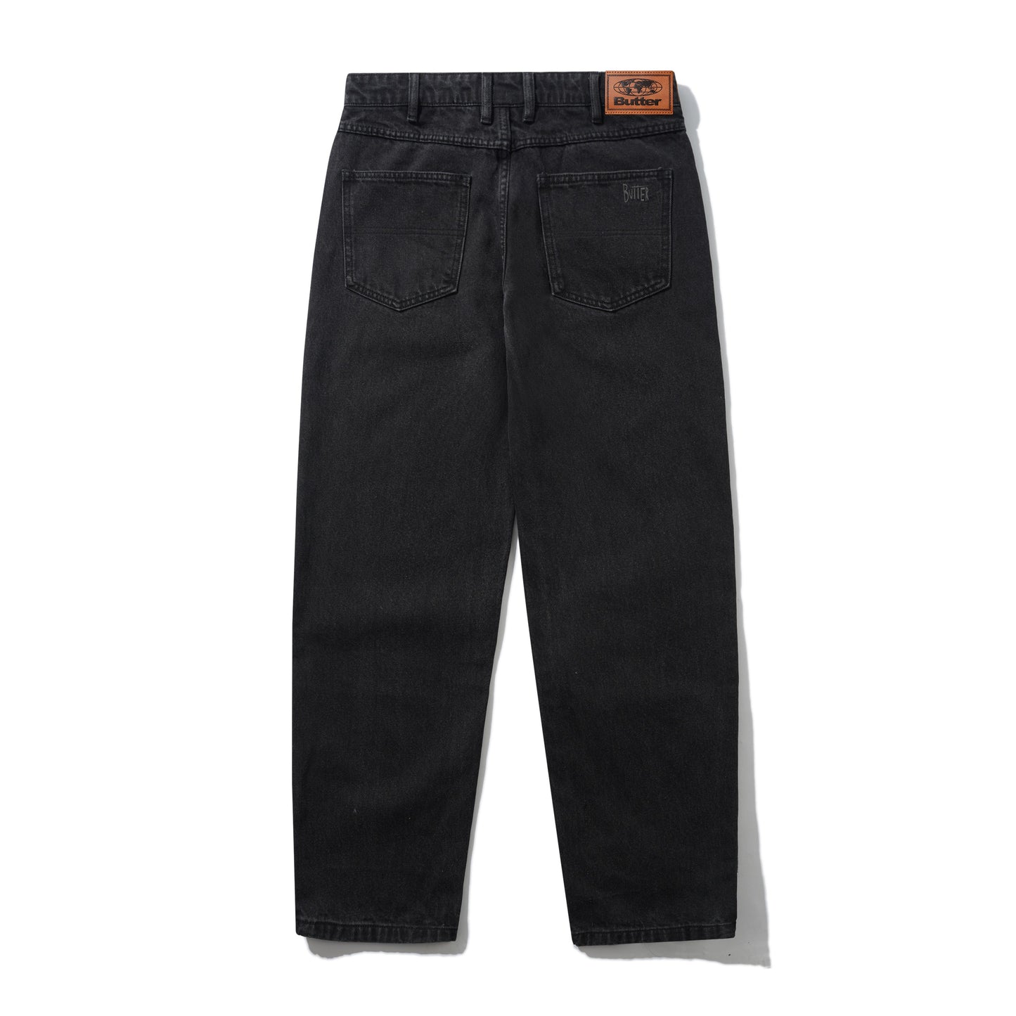 Straight Leg Denim Jeans - Washed Black