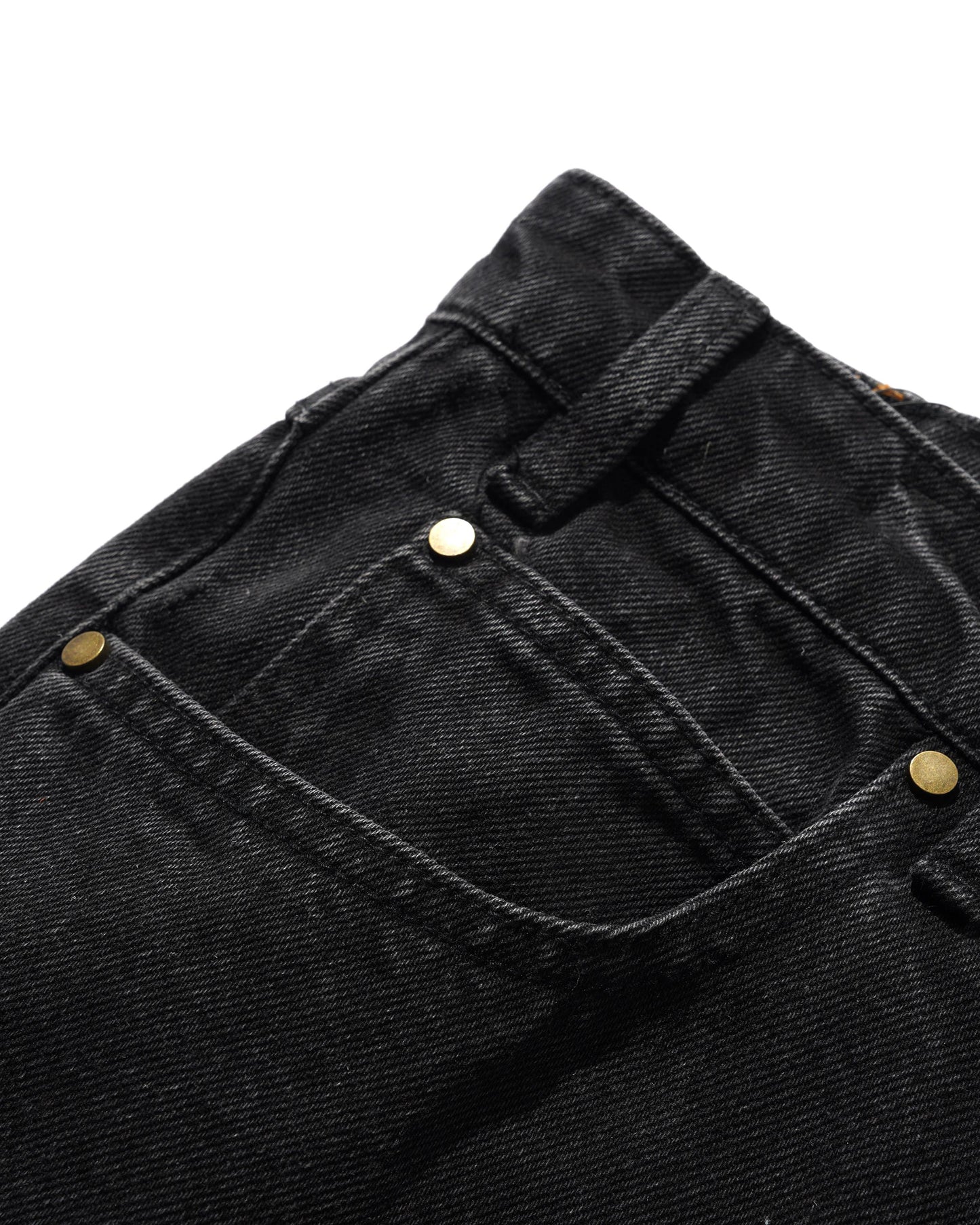 Straight Leg Denim Jeans - Washed Black