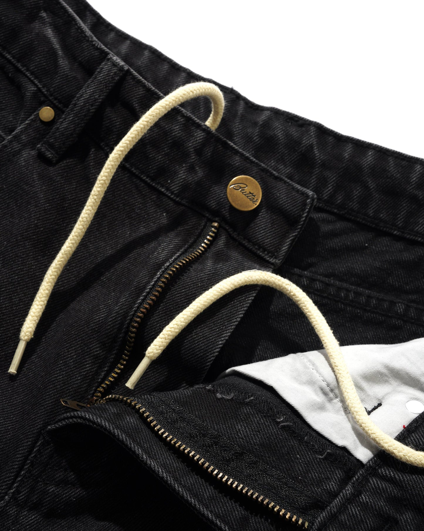 Straight Leg Denim Jeans - Washed Black