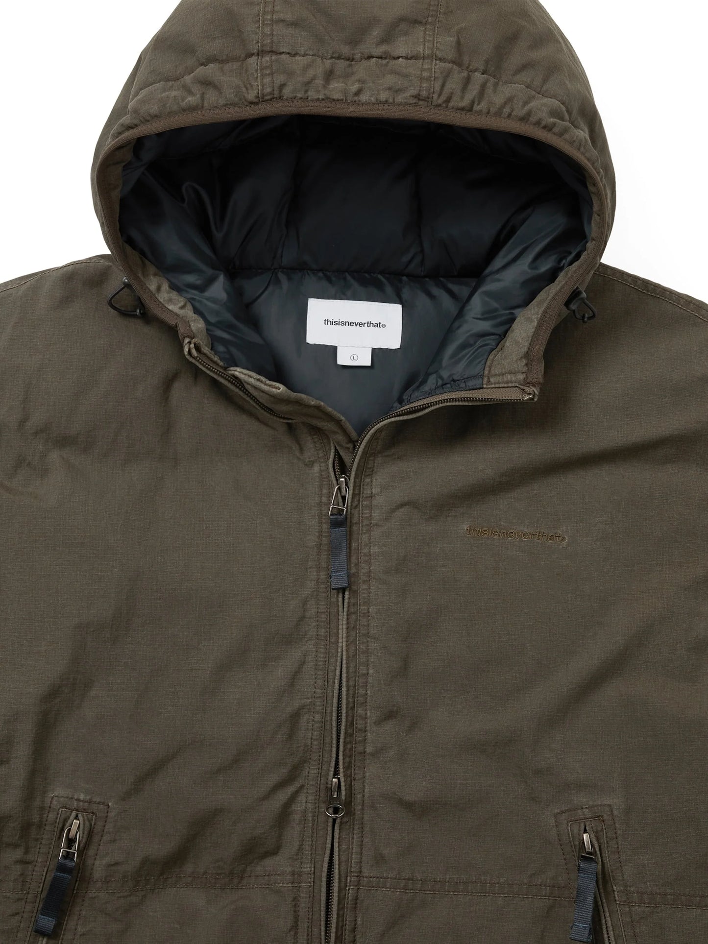 Washed Down Puffer Jacket - Olive Brown