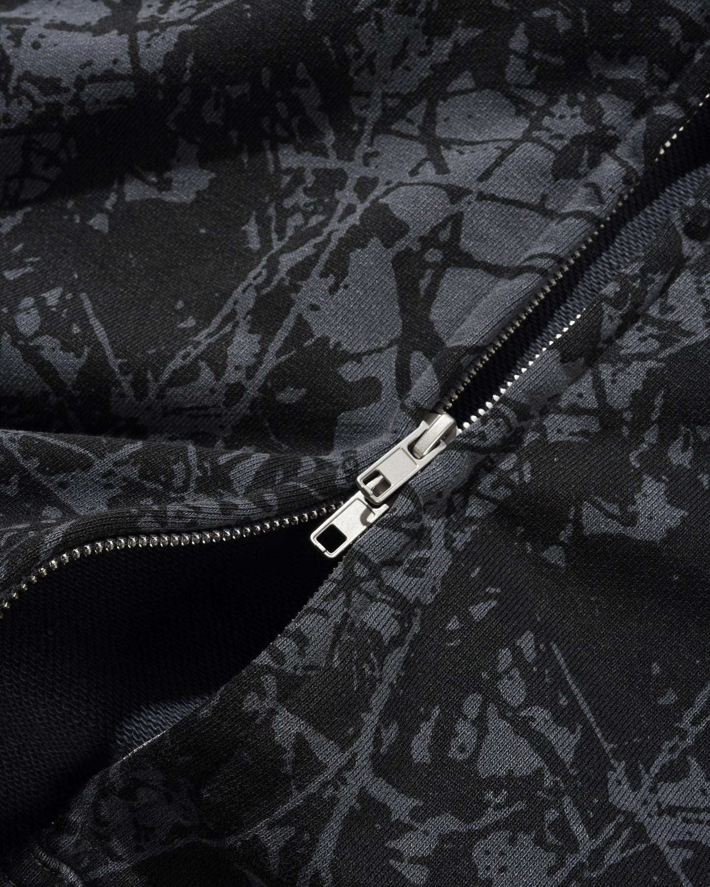 Woods Camo Zip-Thru Hood - Washed Black