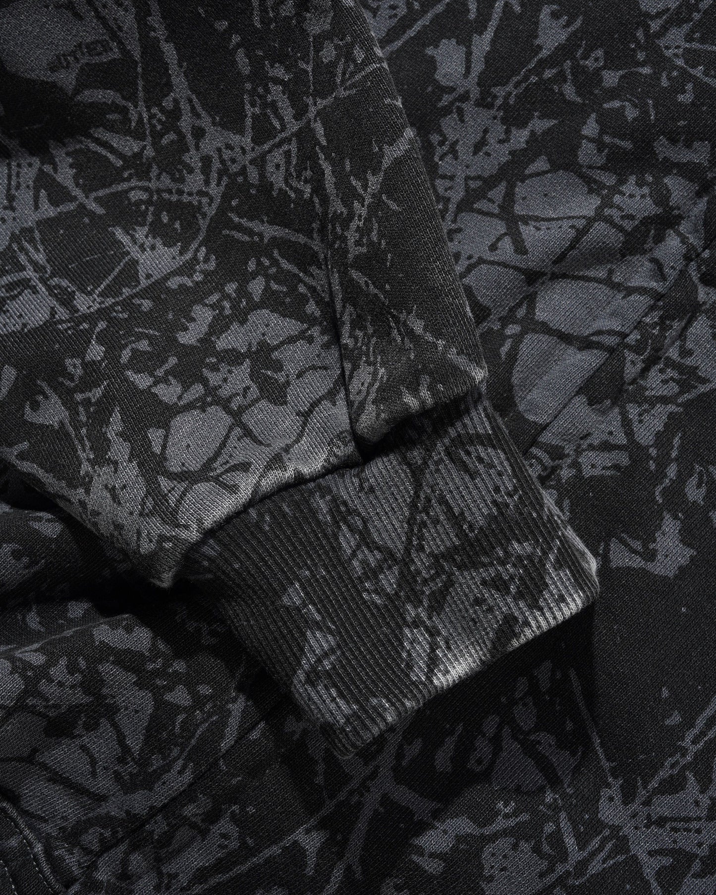 Woods Camo Zip-Thru Hood - Washed Black