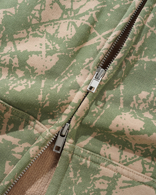 Woods Camo Zip-Thru Hood - Washed Sage