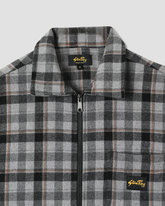 Zip Shirt - Charcoal Plaid