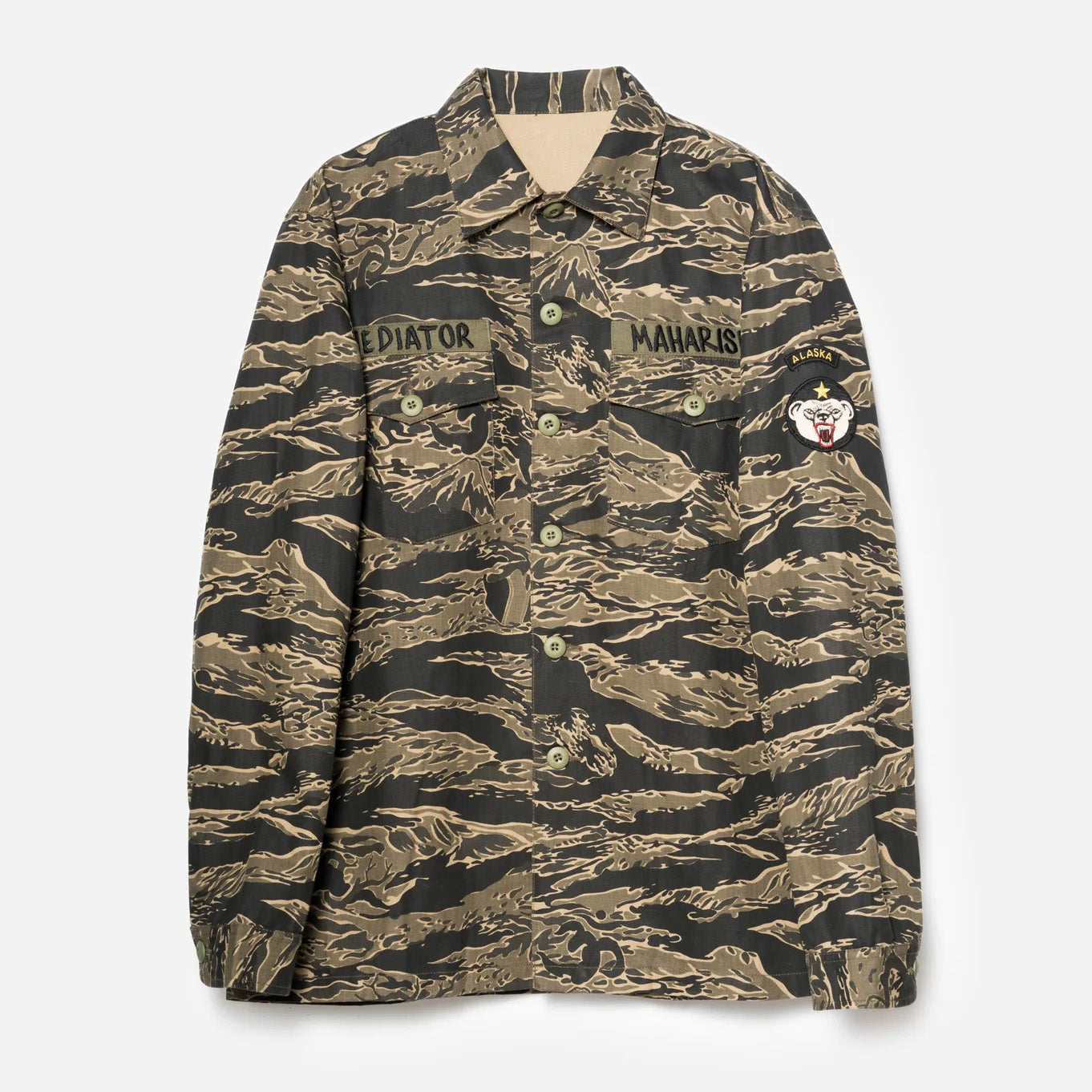 7147 Bonsai Tigerstripe L/S Utility Shirt Mint Gold