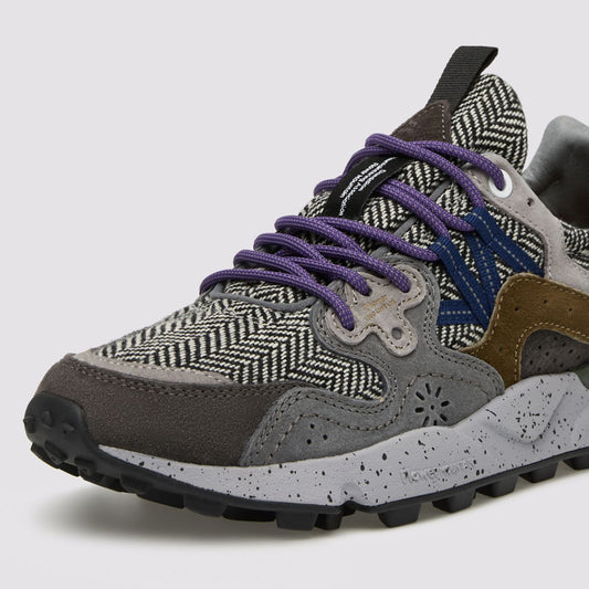 Yamano 3 Uni, Suede / Wool Knit Herringbone - Anthracite / Dark Grey / Black