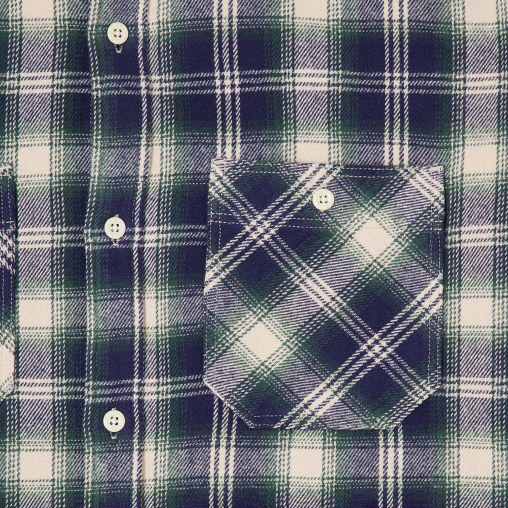 Work Shirt LS - Navy / Green (Garment Washed)