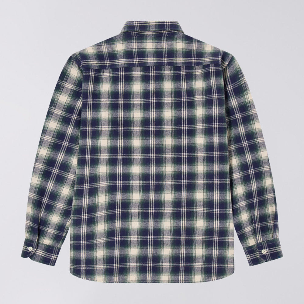 Work Shirt LS - Navy / Green (Garment Washed)