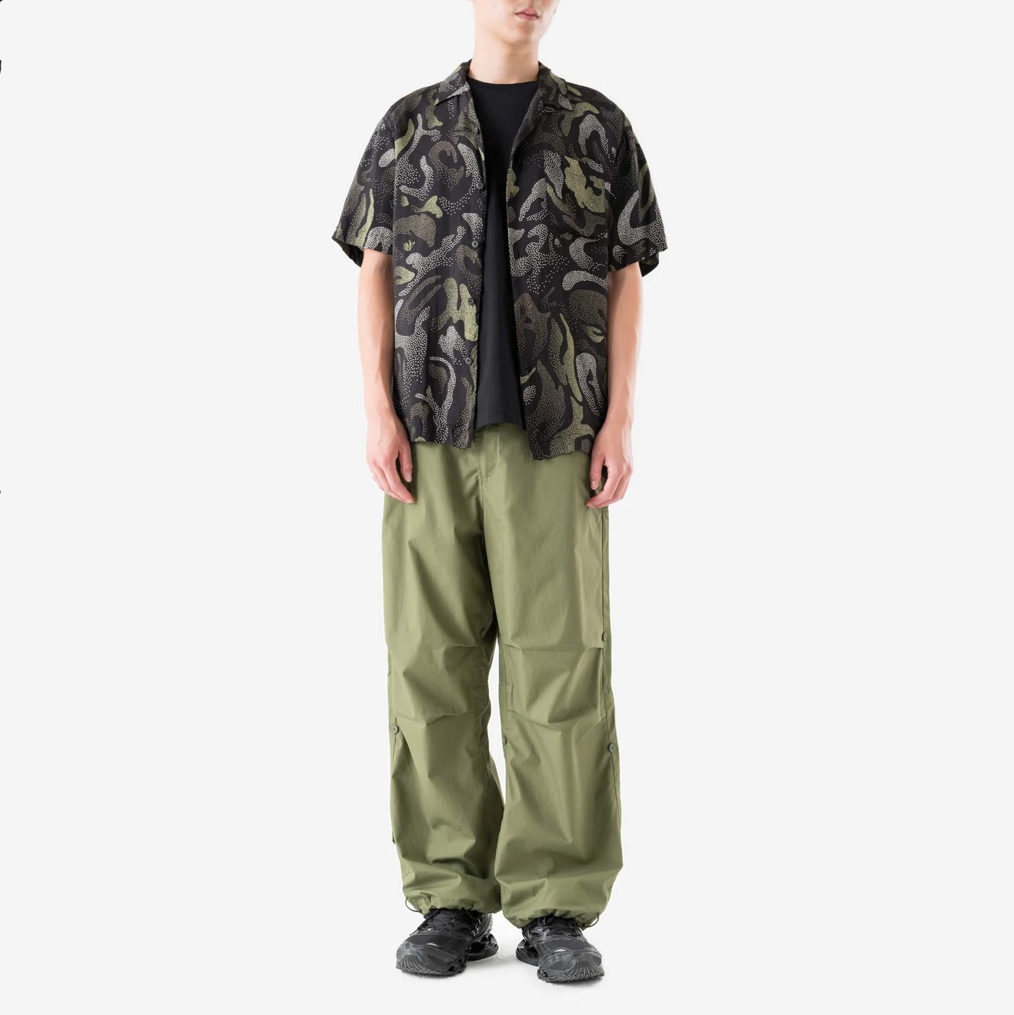 7084 DPM Koram Pointilist Camp Collar Shirt Black