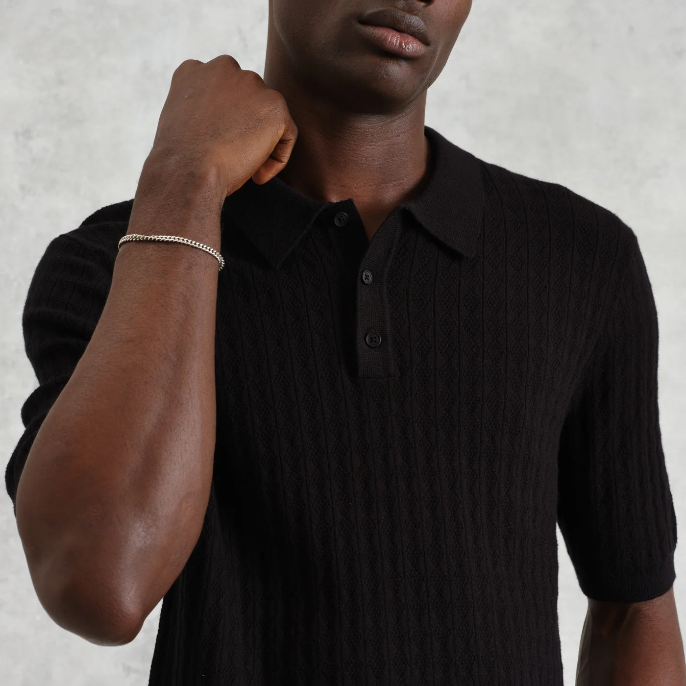 Naples Polo, Diamond Stripe - Black