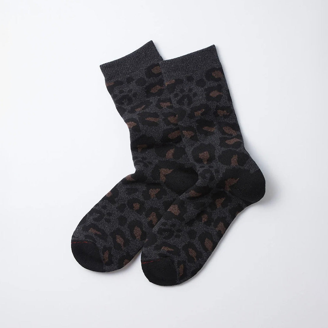Pile Leopard Crew Socks - Charcoal