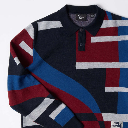 Vertical Forest Knitted Polo - Blue