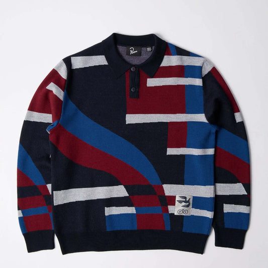 Vertical Forest Knitted Polo - Blue