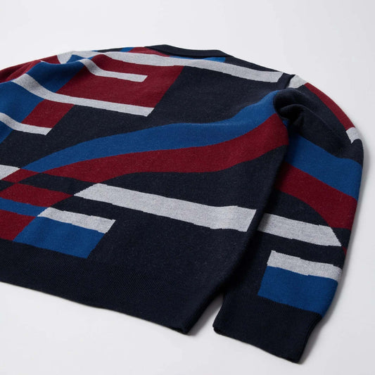 Vertical Forest Knitted Polo - Blue
