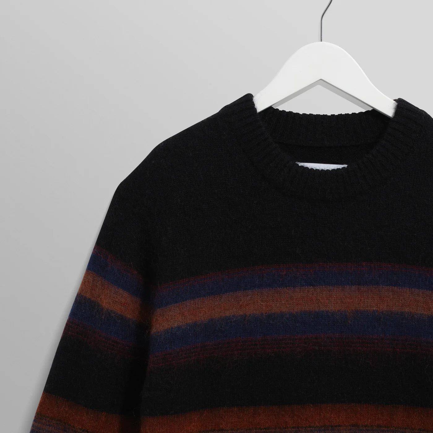 Wilde Crew Brush Stripe Wool Crewneck - Black / Dark Multi