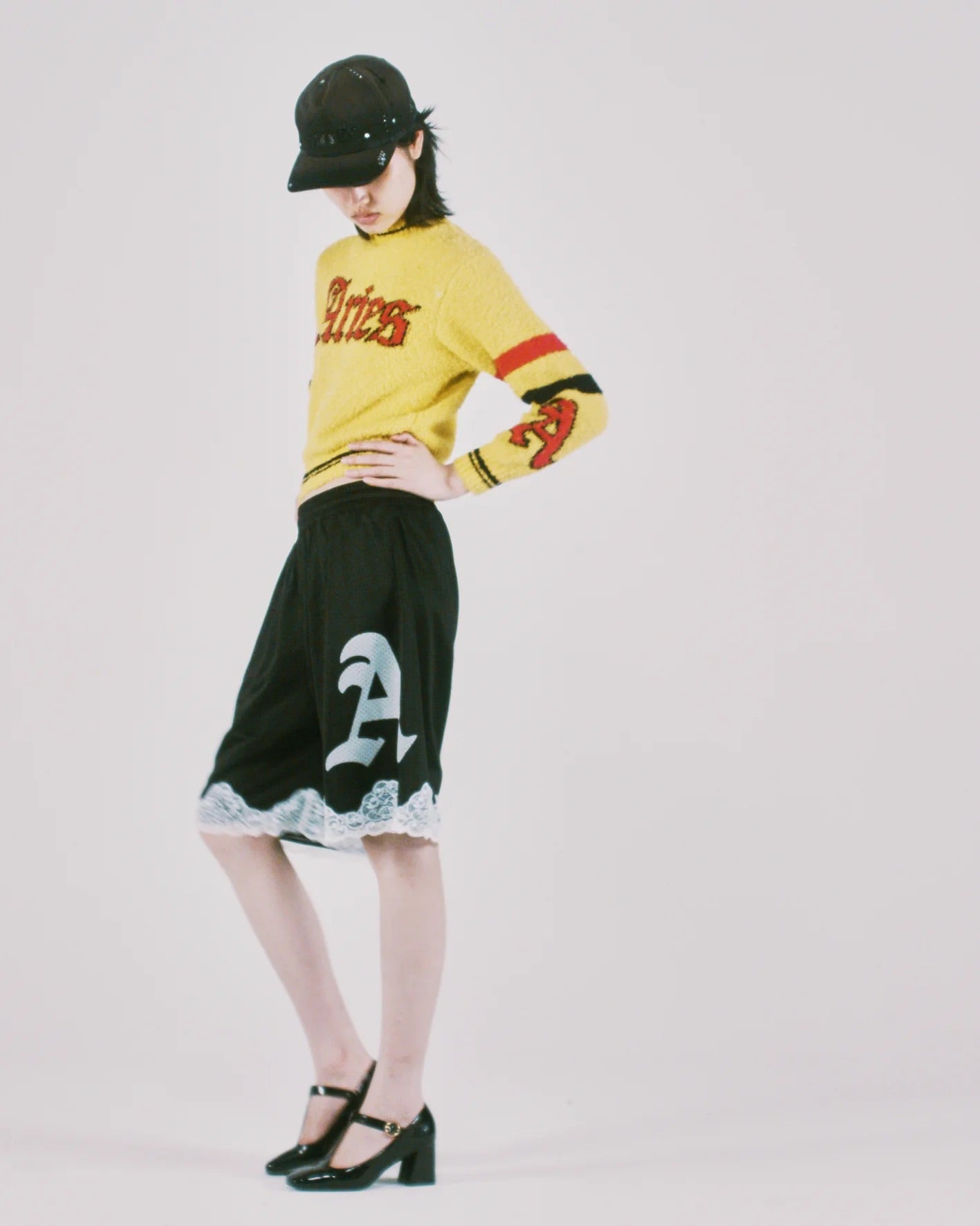 Acid Boucle Knit Crew - Yellow