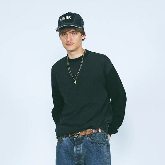Aged Contrast Temple LS Tee - Black