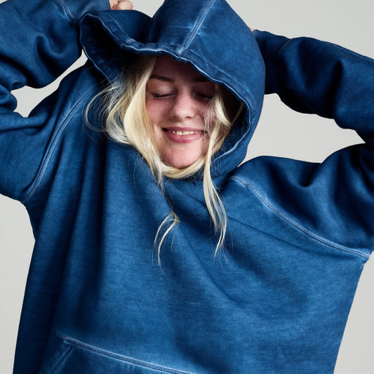 Stencil Logo Hooded Sweat - Navy