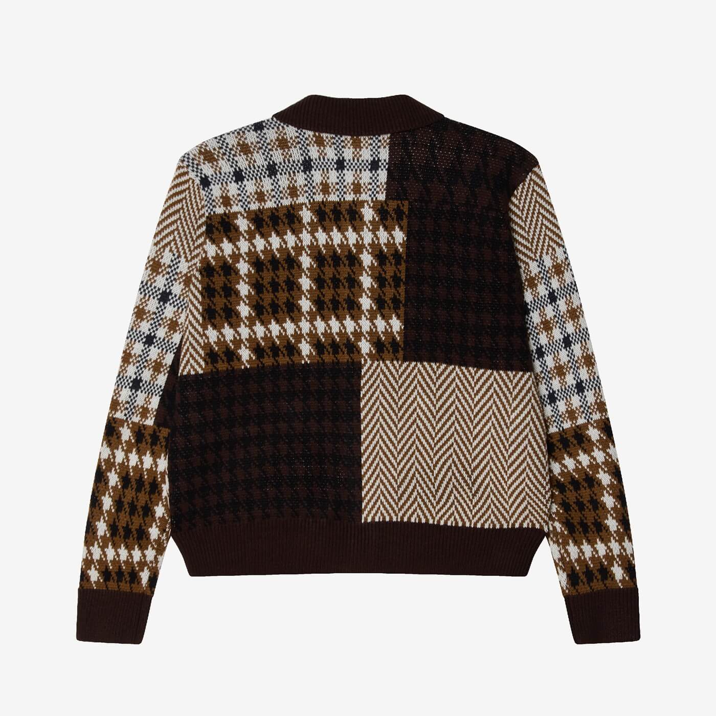 Obey Patchwork Cardigan - Brown Multi