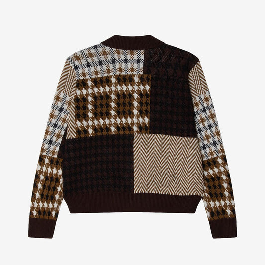 Obey Patchwork Cardigan - Brown Multi