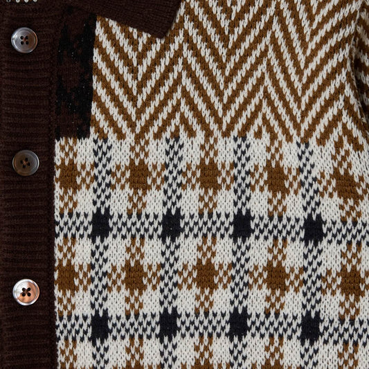 Obey Patchwork Cardigan - Brown Multi