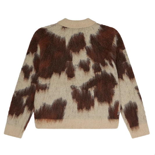 Cow Pattern Zip Sweater - Cow Multi