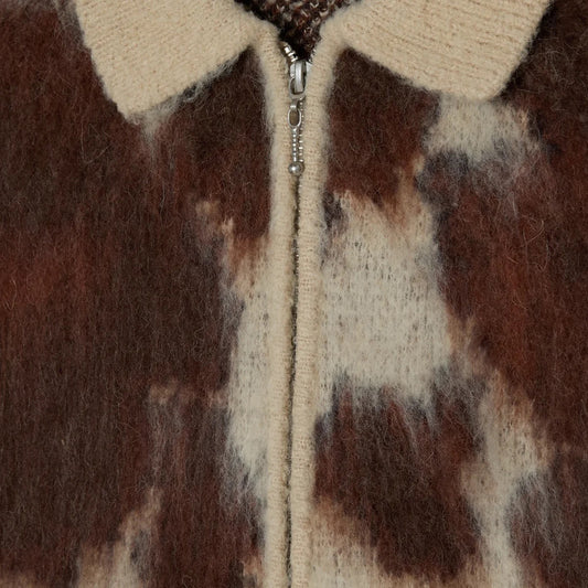 Cow Pattern Zip Sweater - Cow Multi