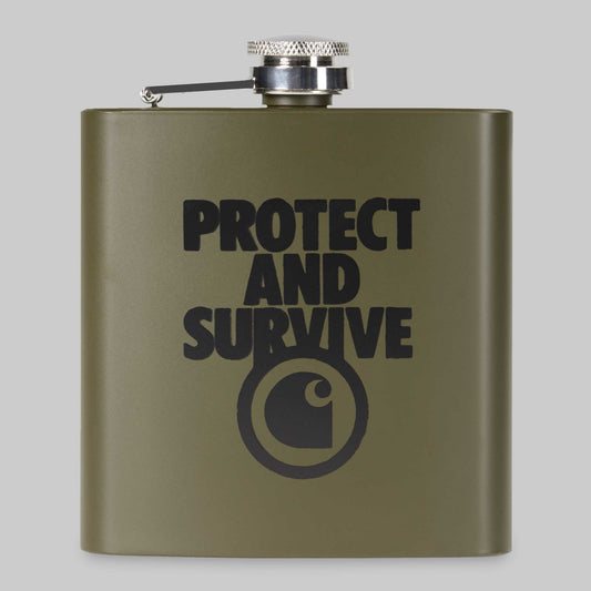 Protect And Survive Whiskey Flask