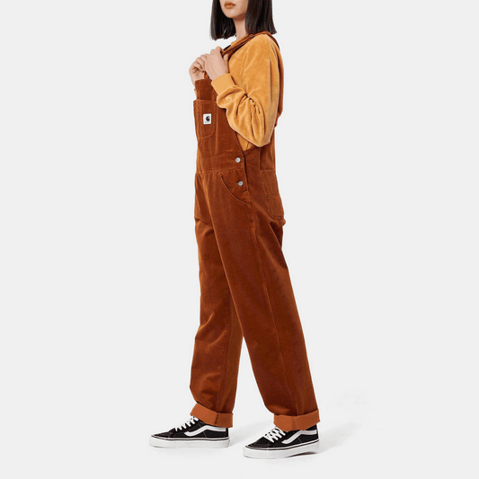 Womens W' Bib Overall Straight - 'Brookfield' Corduroy, - Brandy (rinsed)