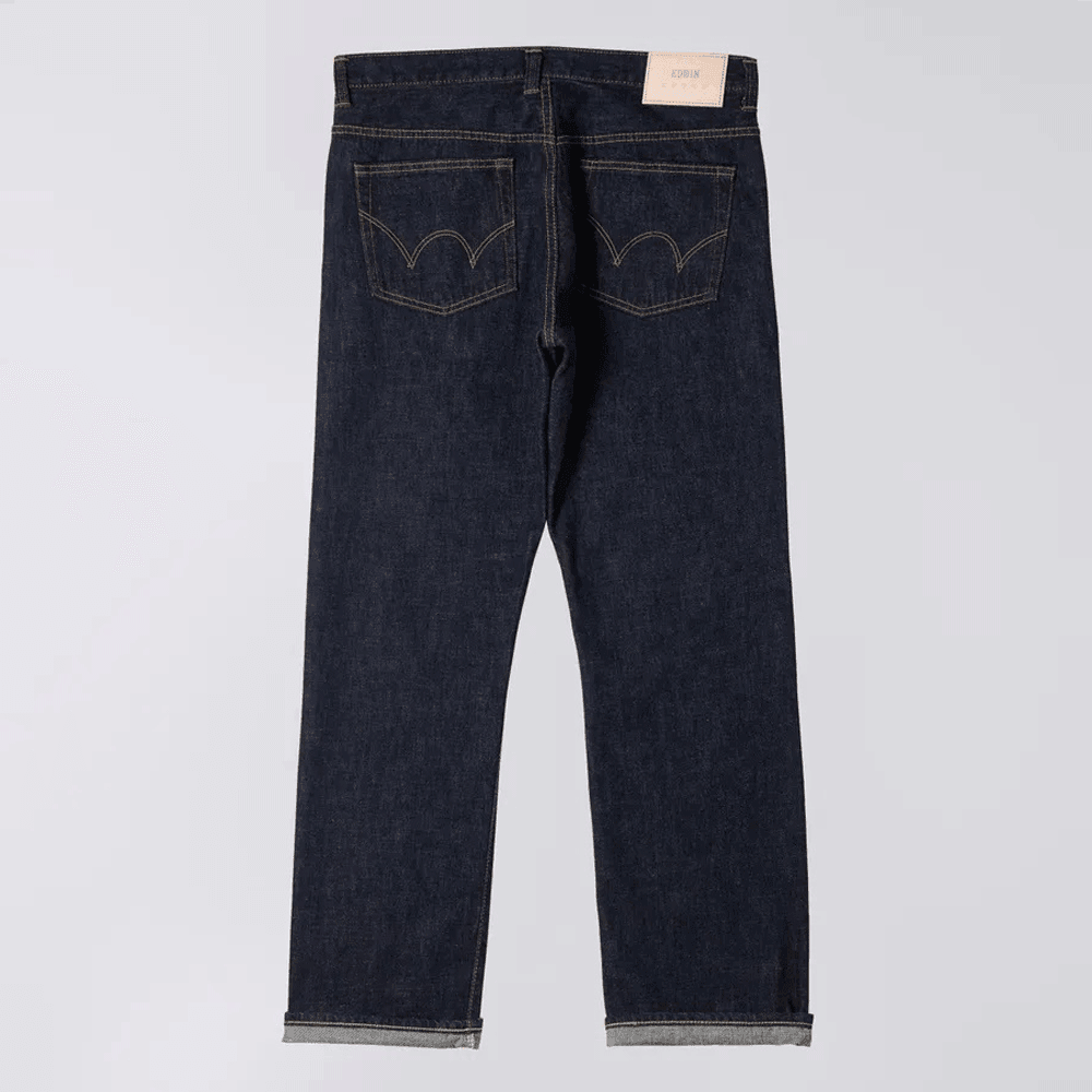 Loose Straight Jeans - Nihon Menpu Dark Pure Indigo Rainbow Selvage 13.5oz - Blue Rinsed