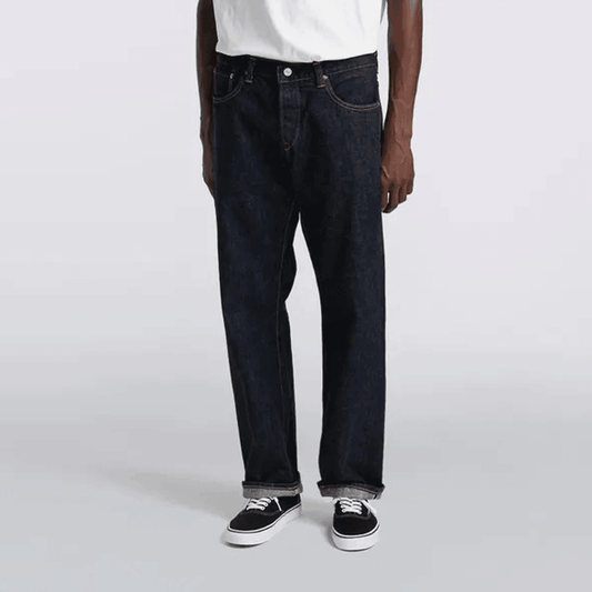 Loose Straight Jeans - Nihon Menpu Dark Pure Indigo Rainbow Selvage 13.5oz - Blue Rinsed