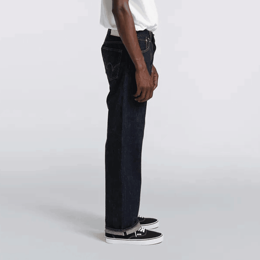 Loose Straight Jeans - Nihon Menpu Dark Pure Indigo Rainbow Selvage 13.5oz - Blue Rinsed