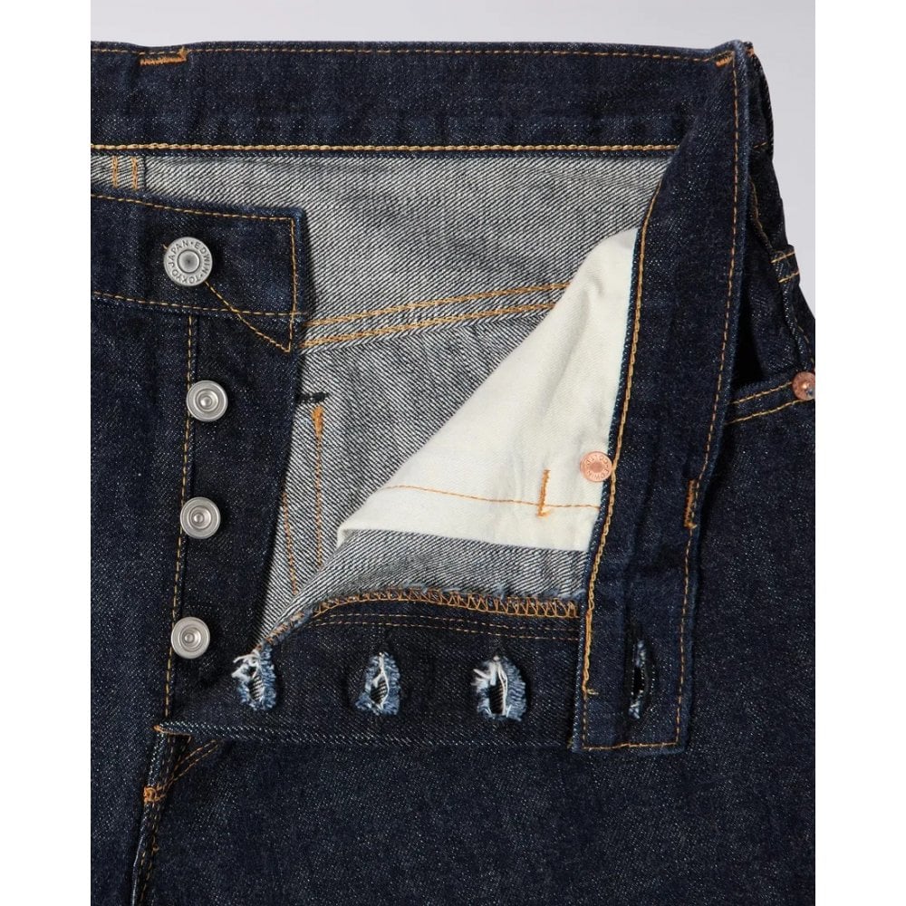 Loose Straight Jeans - Nihon Menpu Dark Pure Indigo Rainbow Selvage 13.5oz - Blue Rinsed