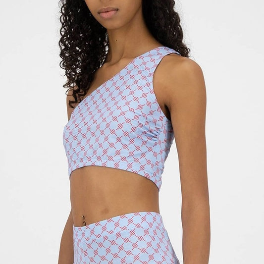Keyonna Top Blue Red Monogram