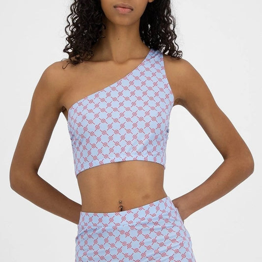 Keyonna Top Blue Red Monogram