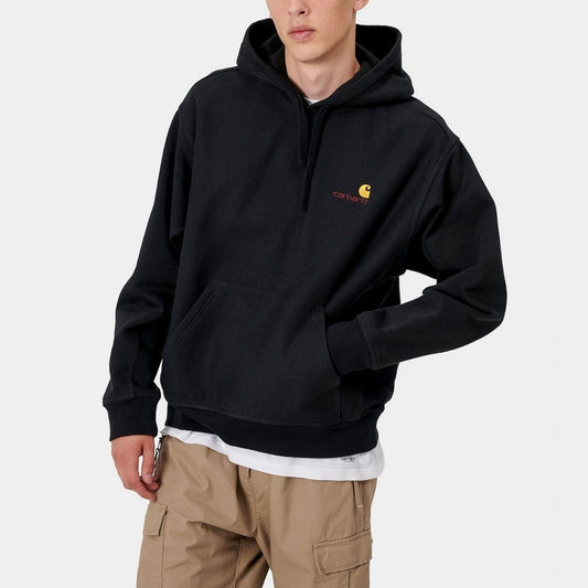 Hooded American Script Sweat Black