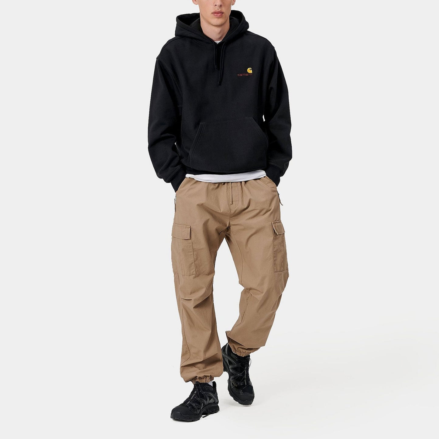 Hooded American Script Sweat Black