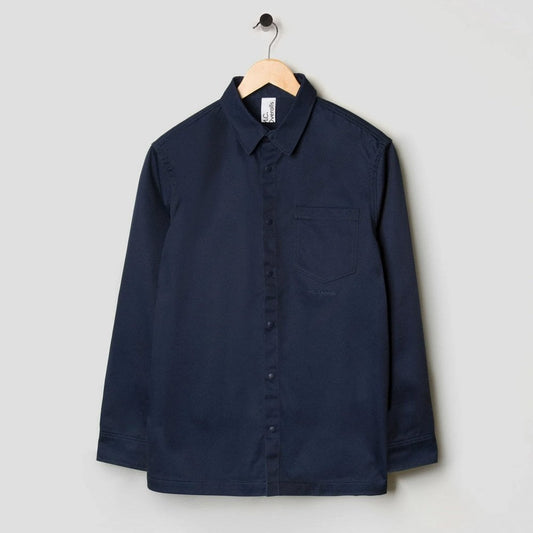 Polycotton Collared Snap Shirt - Navy