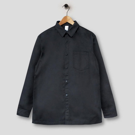 Polycotton Collared Snap Shirt - Black