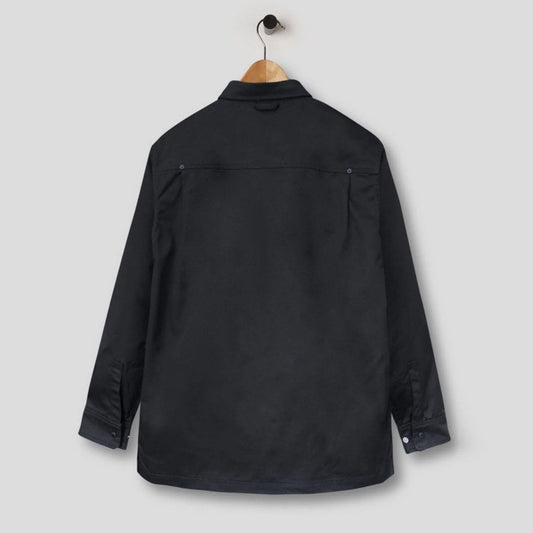 Polycotton Collared Snap Shirt - Black