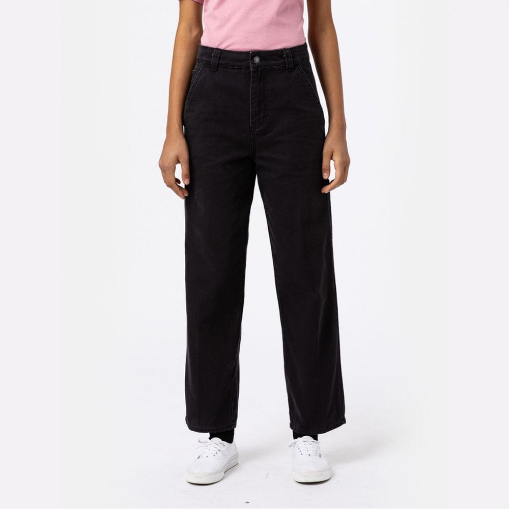 Women;s Duck Canvas Carpenter Pant W Stone Washed Black