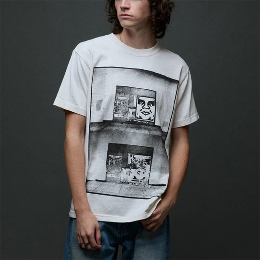 Destroyed Icon Photo Pigment T-Shirt - Pigment Chalk White