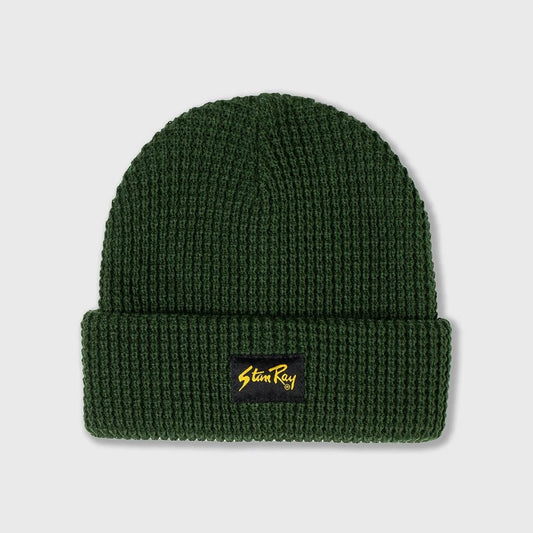 Waffle Knit Beanie Pine Green