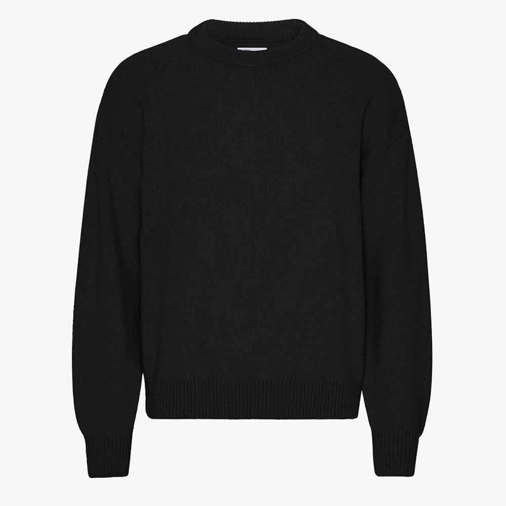 Oversized Merino Wool Crew - Deep Black