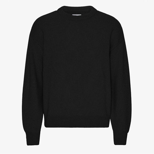 Oversized Merino Wool Crew - Deep Black