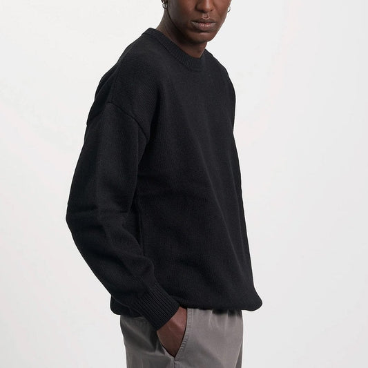 Oversized Merino Wool Crew - Deep Black