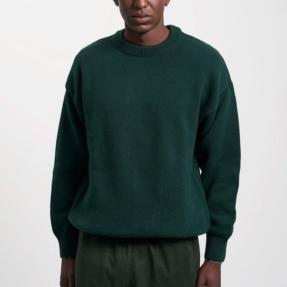 Oversized Merino Wool Crew - Emerald Green