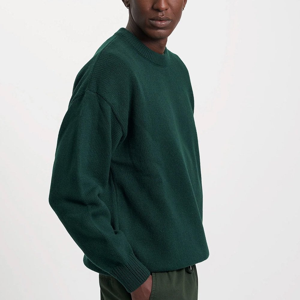 Oversized Merino Wool Crew - Emerald Green