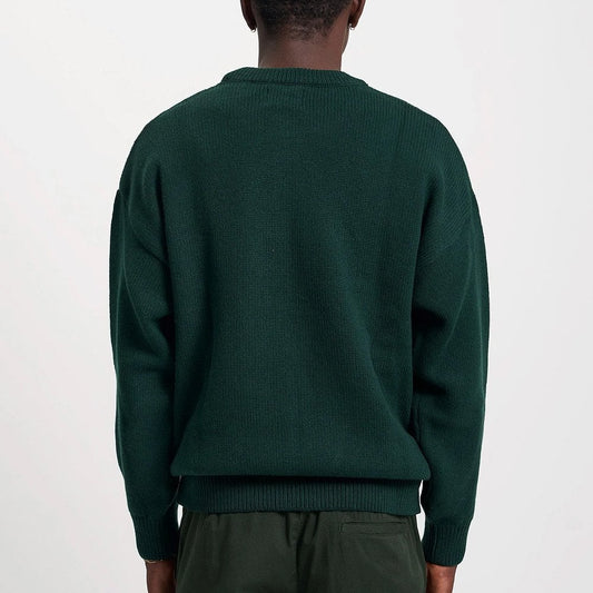 Oversized Merino Wool Crew - Emerald Green
