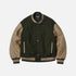Cowhide Leather Varsity Jacket Olive